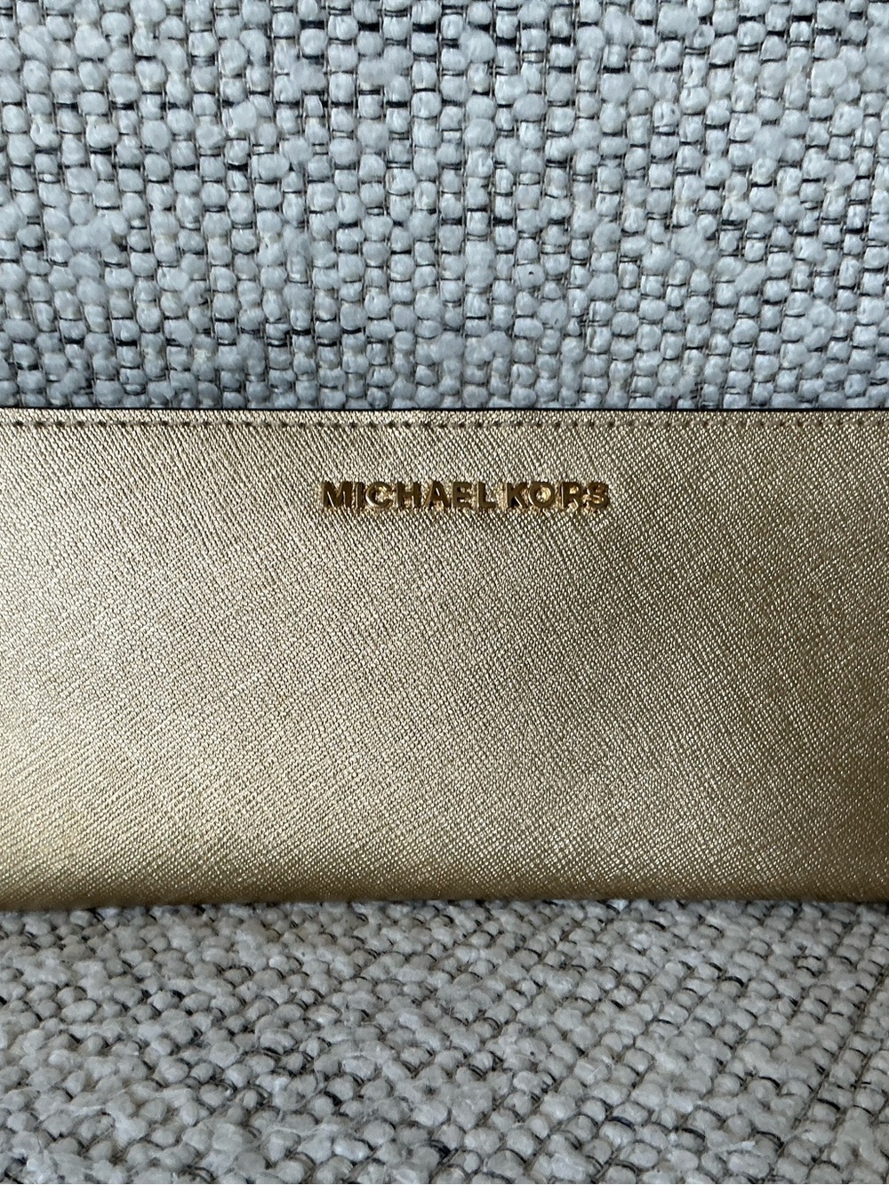 Michael Kors Metallic Gold Saffiano Zip Wallet